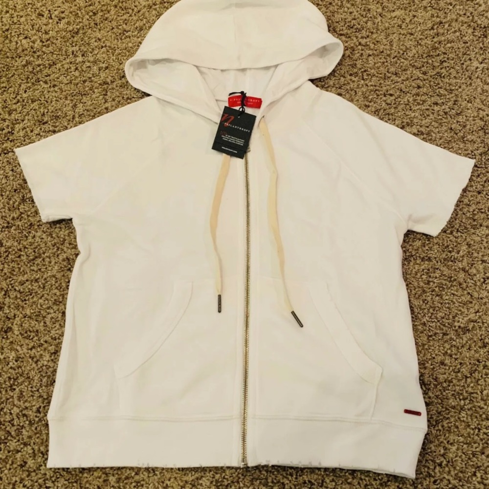 *NWT*n:PHILANTHROPY Casual Zip Short Sleeve Hoodie